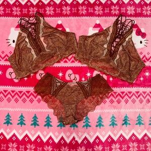 Victoria’s Secret halter strappy bralette panty set Medium Small